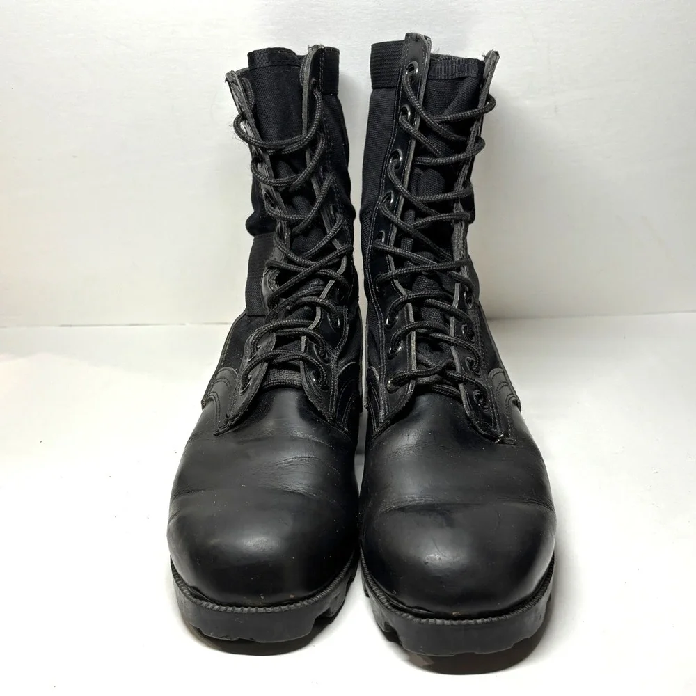 Combat Boots‎ Mens 10R Black Leather Canvas Steel Shank Military Gorpcore
